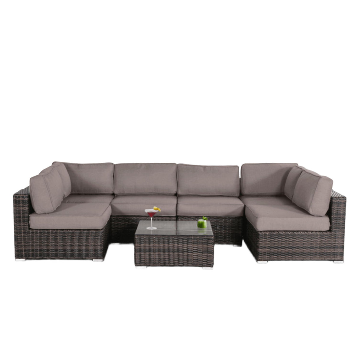 Seating Set With Cushions Handcrafted Wicker Design