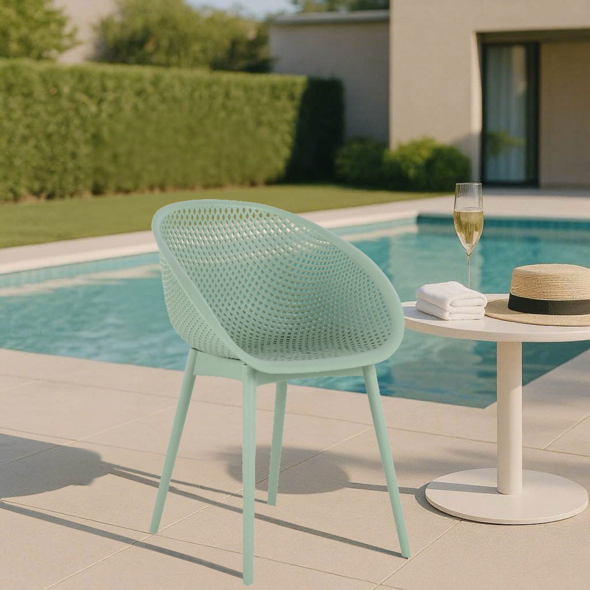 2 Piece Durable Single Chair With Mesh Hollow Out Design