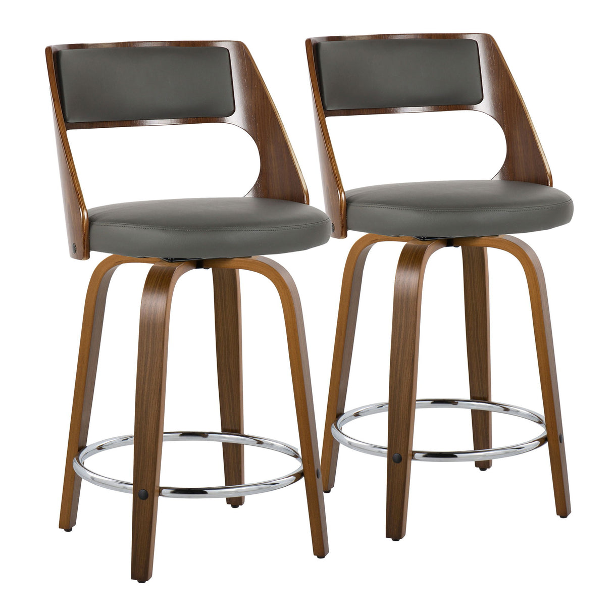 Cecina - Mid-Century Modern Fixed Height Counter Stool With Swivel And Round Footrest (Set of 2)