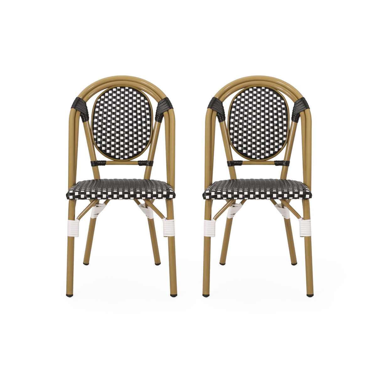 Outdoor Rattan And Aluminum French Bistro Chair Set