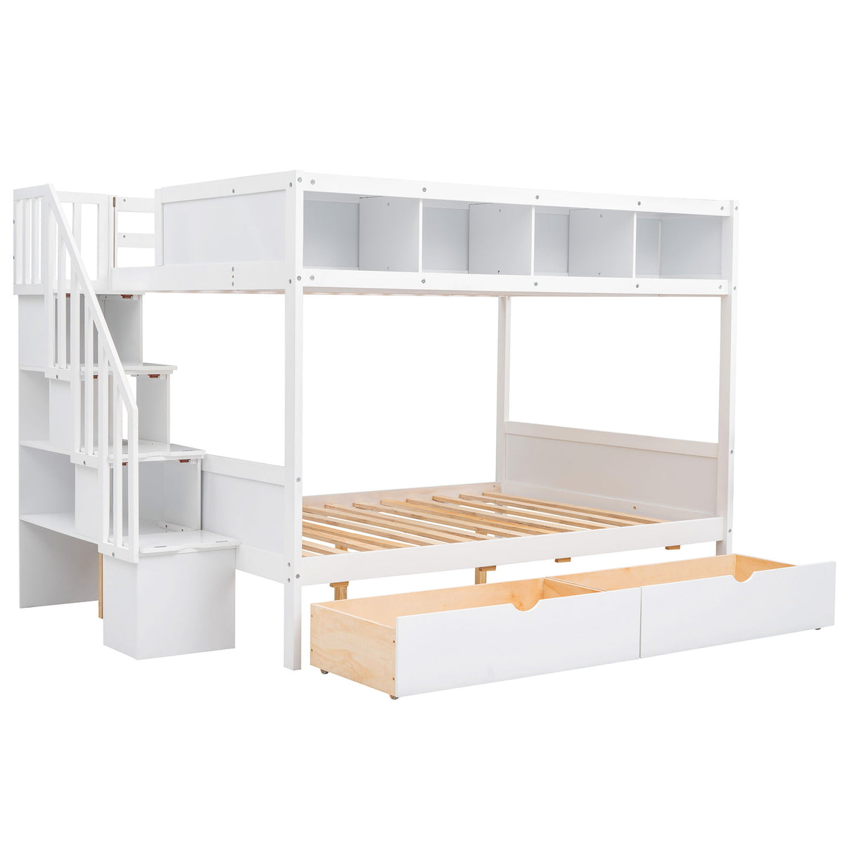 Bunk Bed With Shelfs, Storage Staircase And 2 Drawers