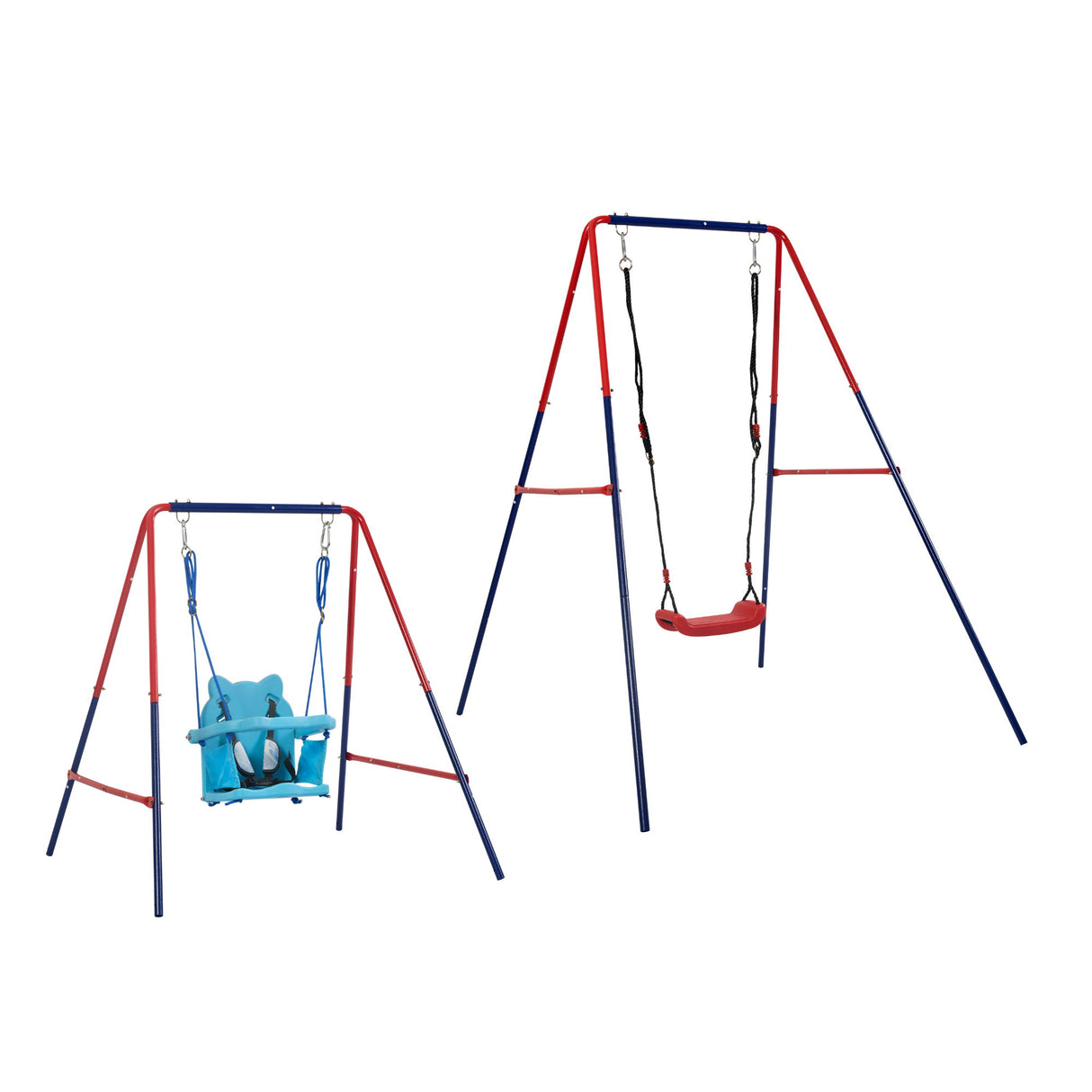 Xiunan Leisure - 2 In 1 Baby Swing Set Safe Playground Accessory - Blue / Red