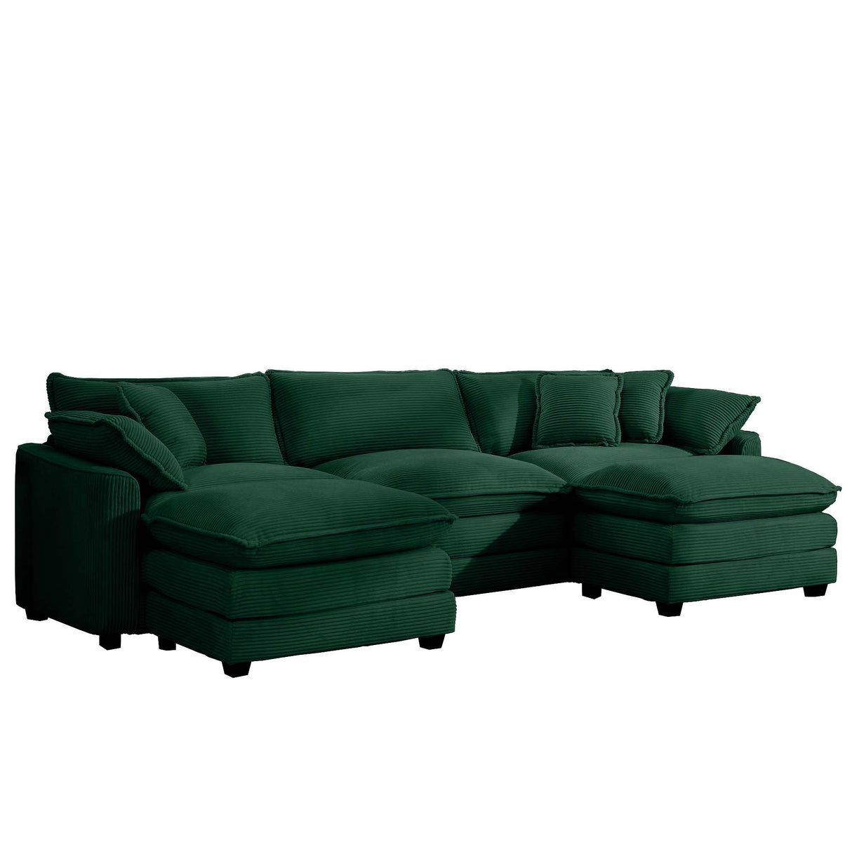 Modern Oversized Modular Cushion Sofa With Ottoman, Low Back, Deep Seating Sofa Set