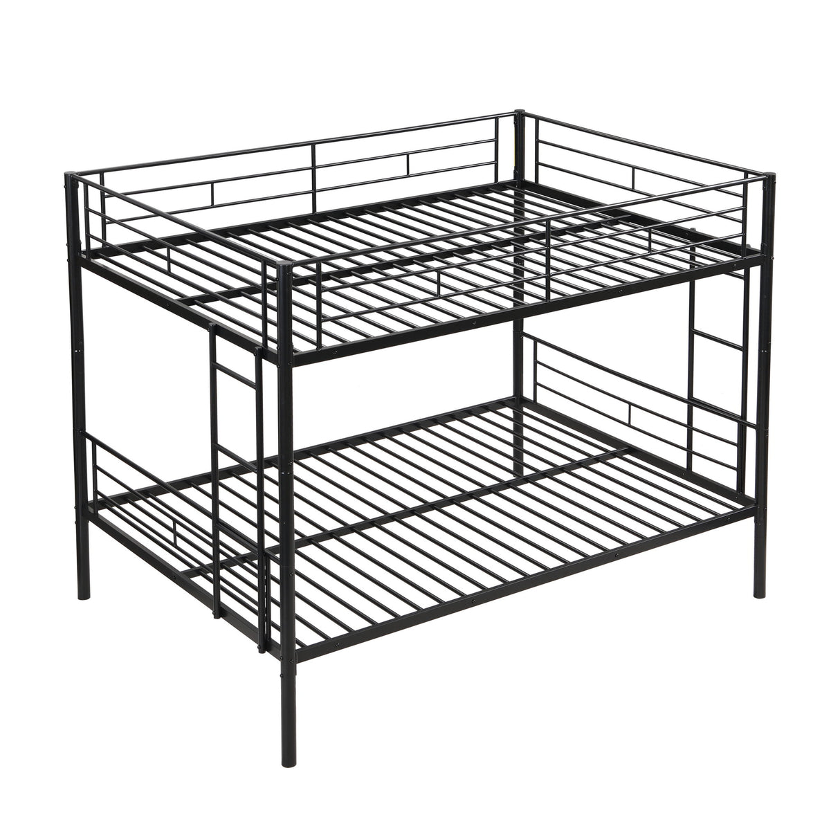Modern Metal Bunk Bed, Full Over Full, No Box Spring Needed - Black