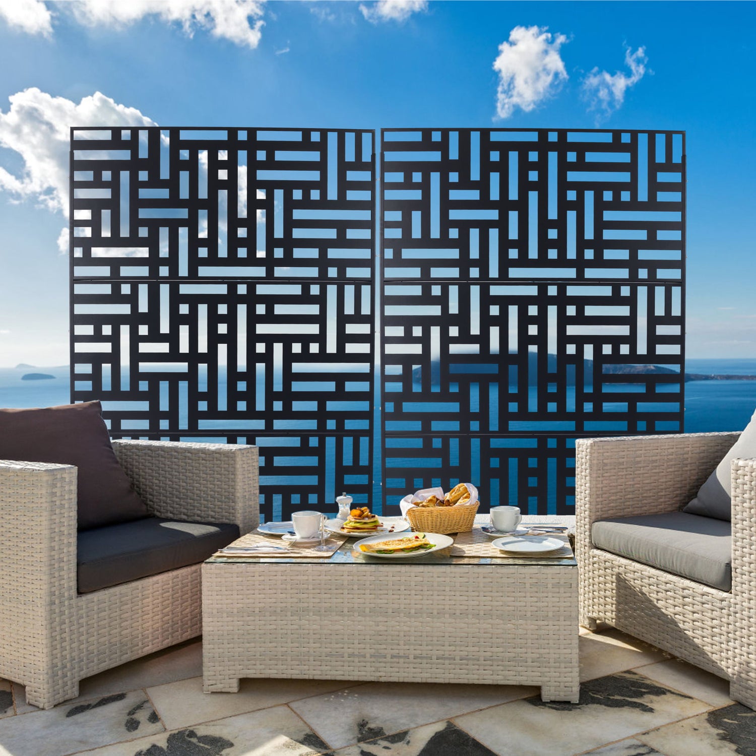 Decorative Freestanding Metal Privacy Screen For Indoor & Outdoor Use