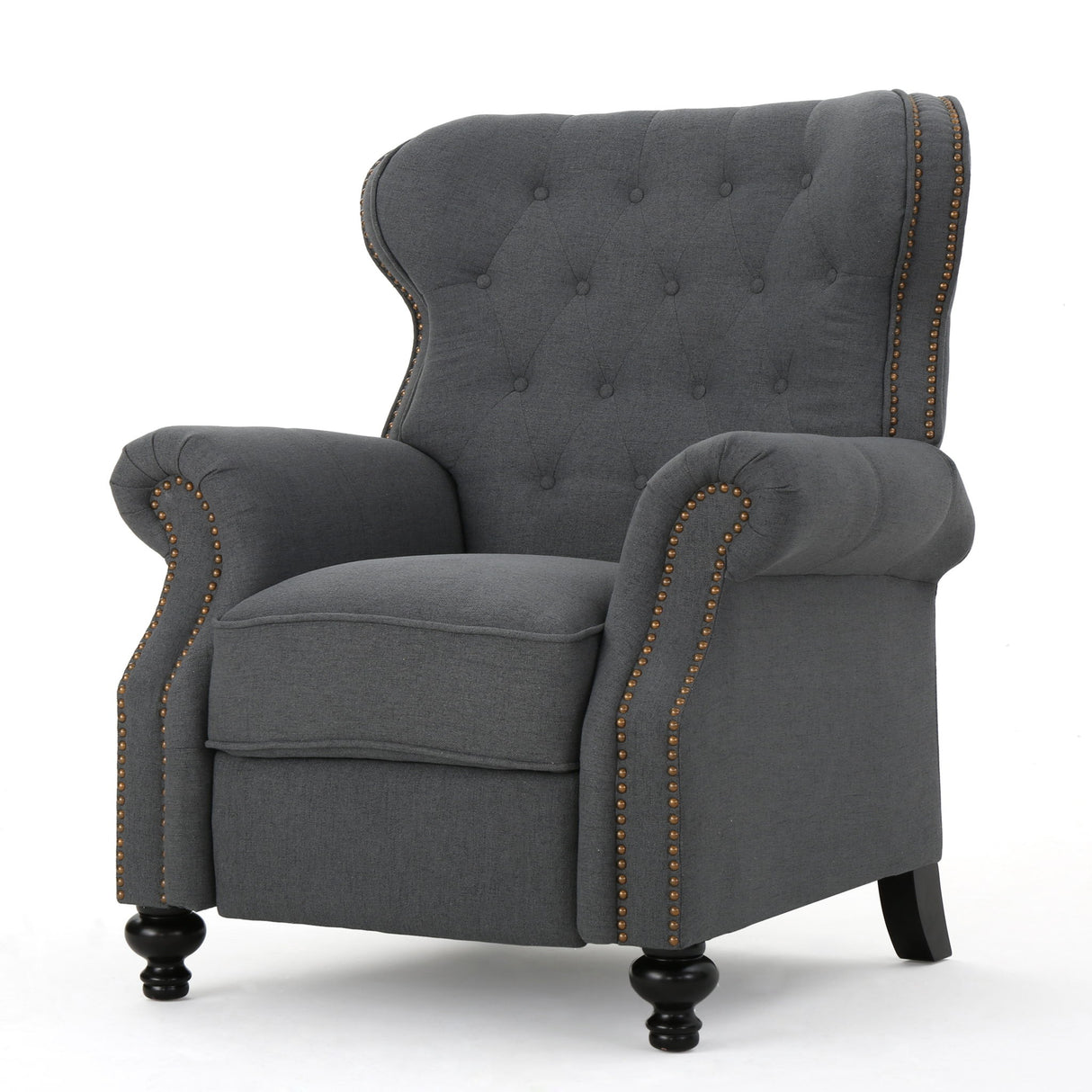 Accented Push Back Recliner Chair With Rolled Arms, Enjoy Cocooning Comfort
