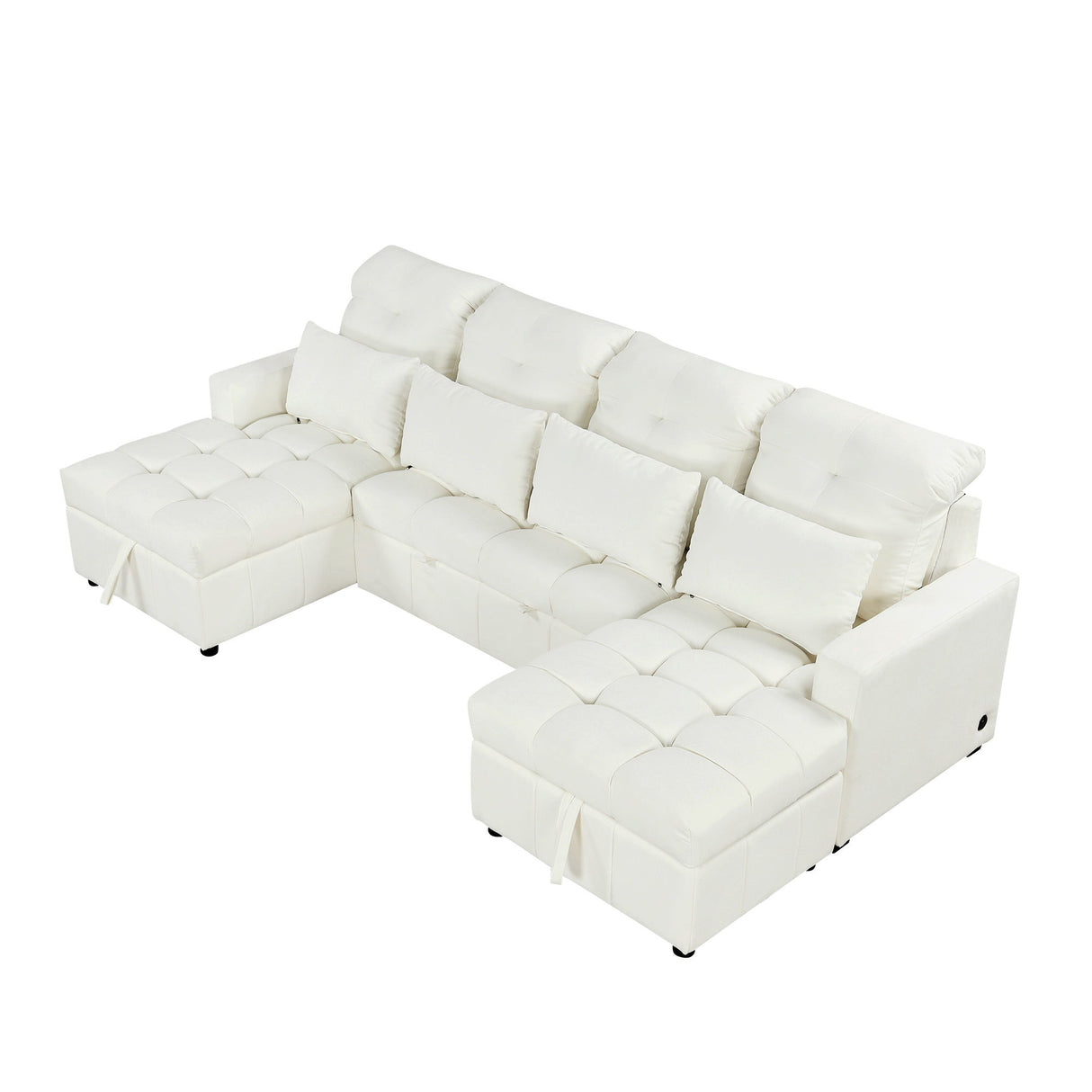 Oversized U-Shaped Versatile Sectional, Pull-Out Sofa Bed With Double Storage Chaise Lounges And 2 USB Ports For Living Room