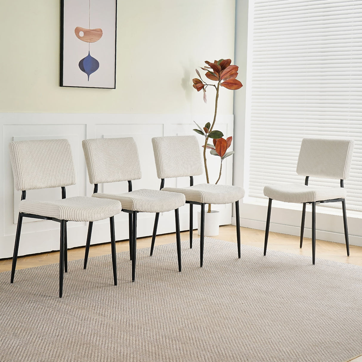 Modern Upholstered Dining Chair With Metal Legs