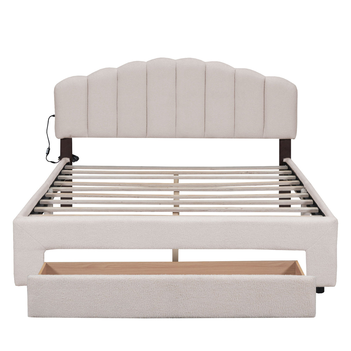 Upholstered Platform Bed With Drawer