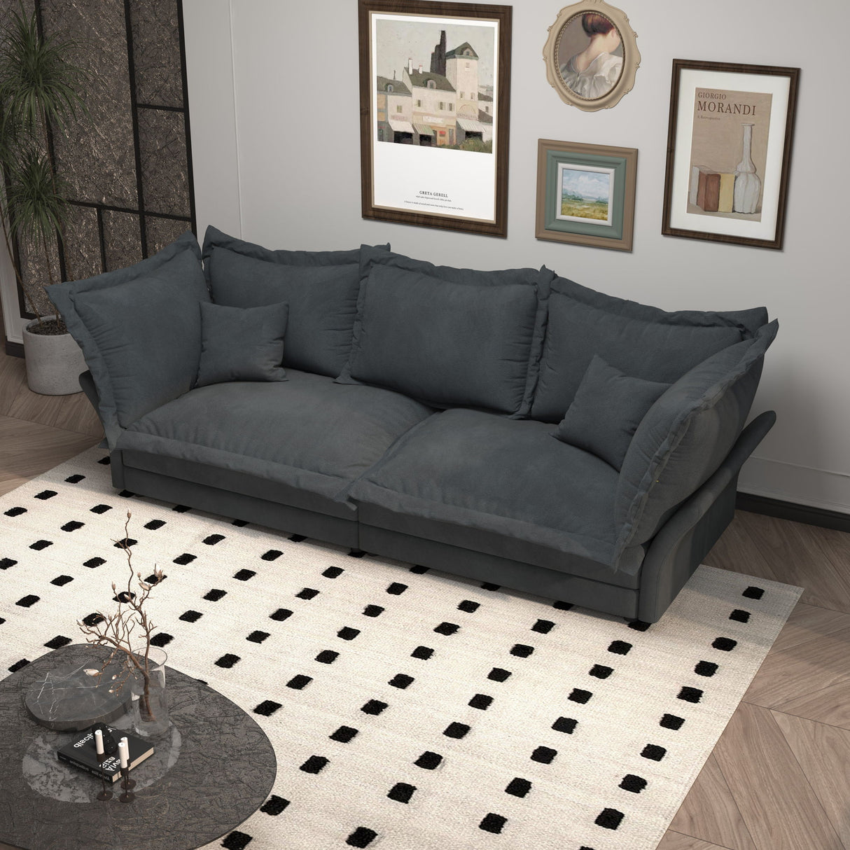 Modern Comfy Upholstered Sofa Cloud Couch, Deep Seat Couches With Multiple Large Soft Pillows