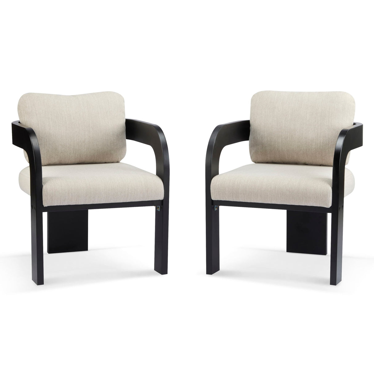 Dining Chairs With Pillow Back (Set of 2) - Beige / Black