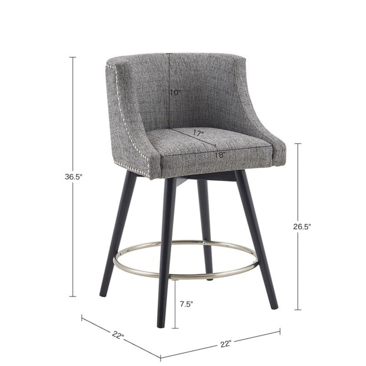 Mateo - Swivel Counter Stool - Gray