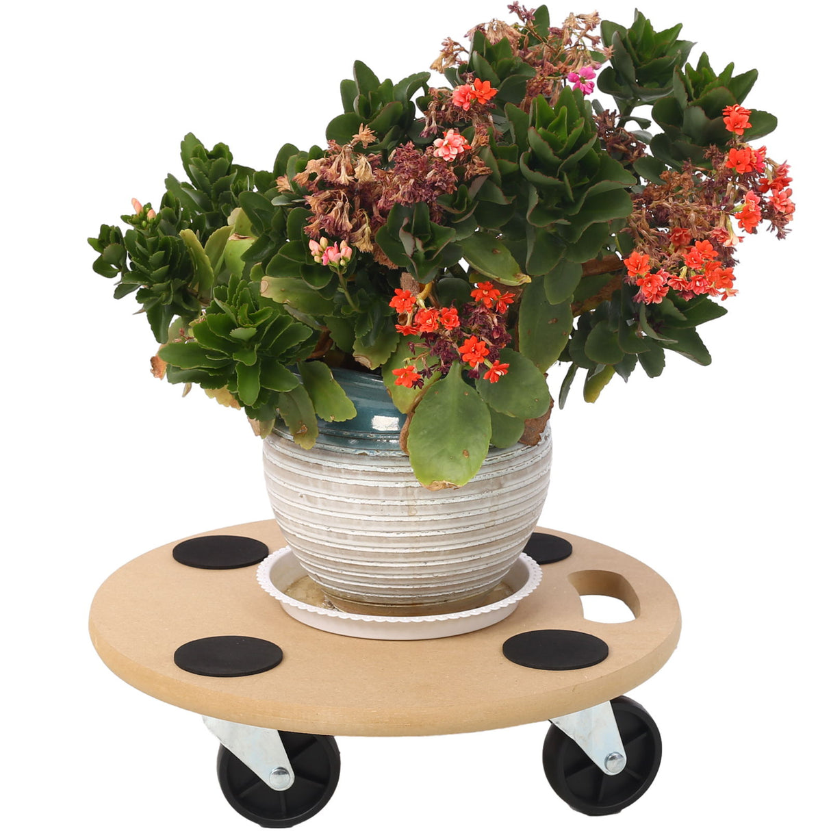 Furniture Moving Dolly, Heavy Duty Wood Rolling Mover With Wheels For Piano Couch Fridge Heavy Items, Securely Holds 500 Lbs (2 Piece Round Platform) - Natural