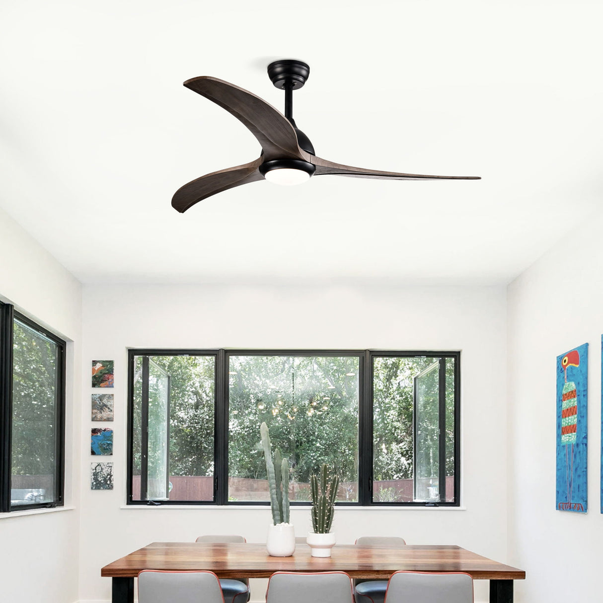 Indoor Outdoor Ceiling Fan With Light With Remote Control, Noiseless Reversible Motor, 6 Speed, 3 Color