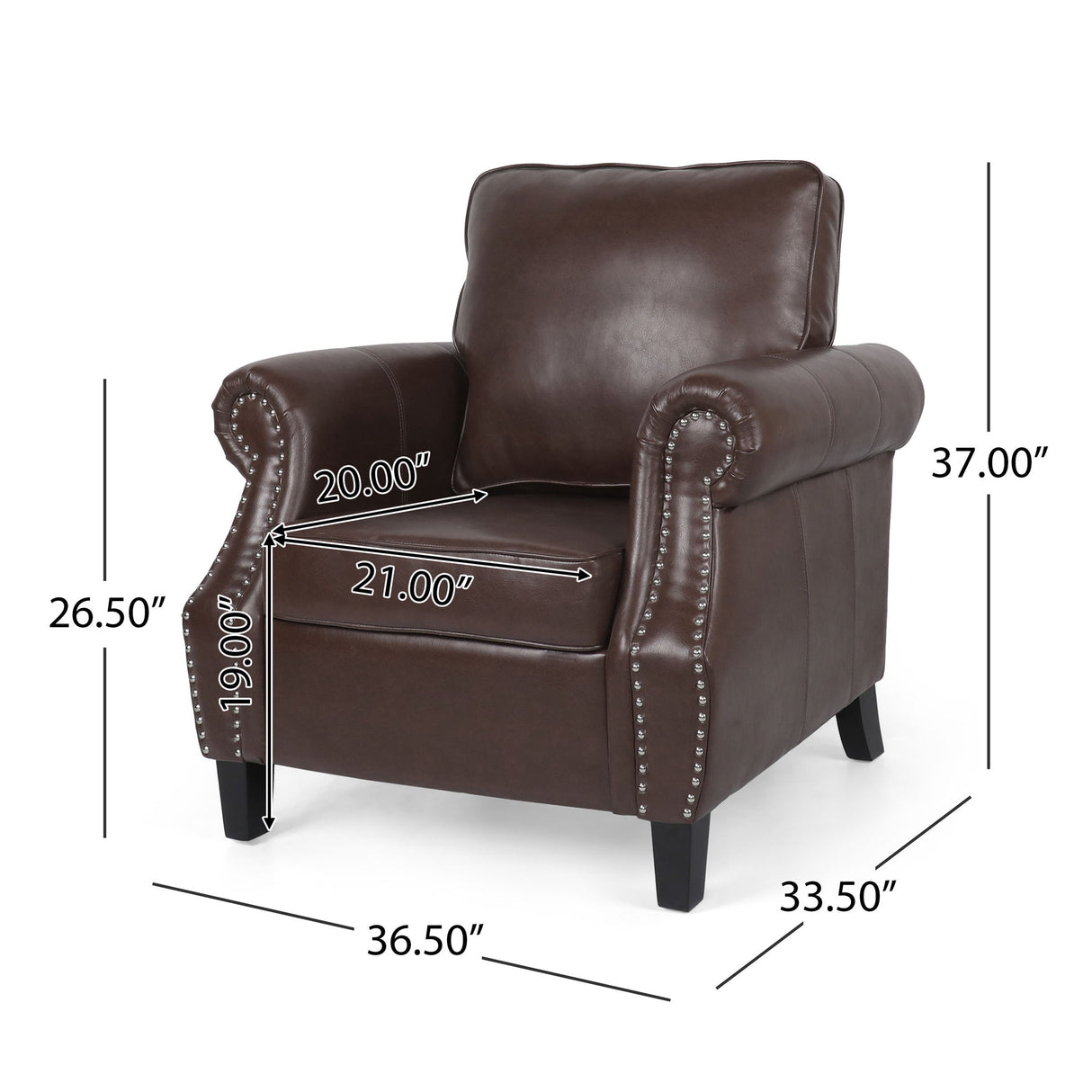 Contemporary Club Chair With Nailhead Trim And Rolled Armrests