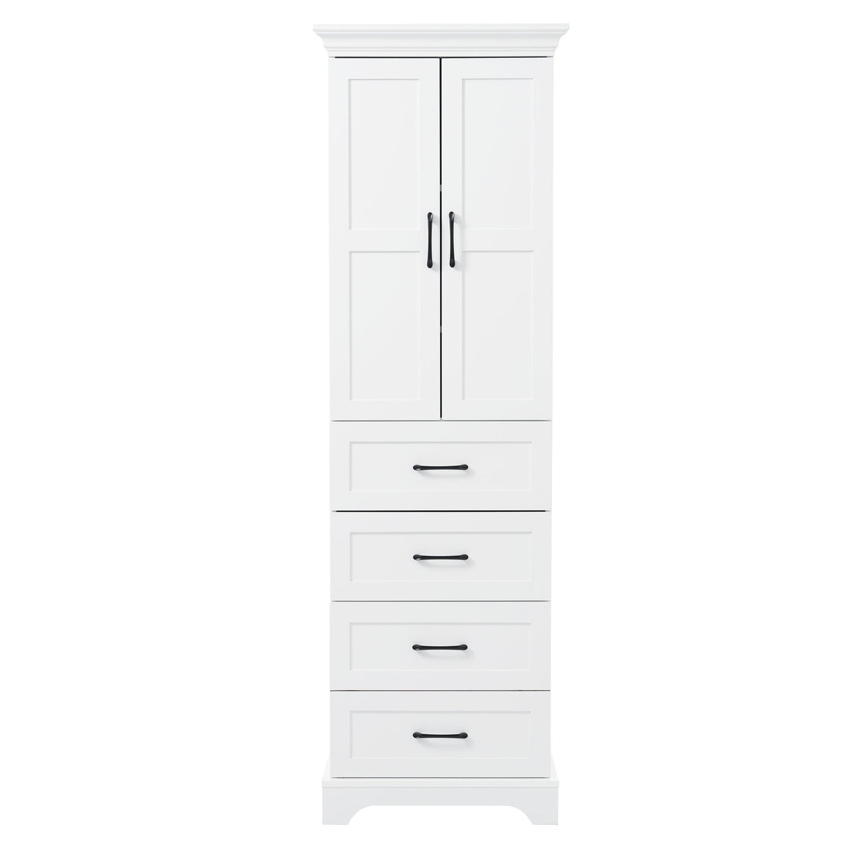 Bathroom Vanity With 2 Damping Hinge Doors, 3 Drawers, Adjustable Shelves - White