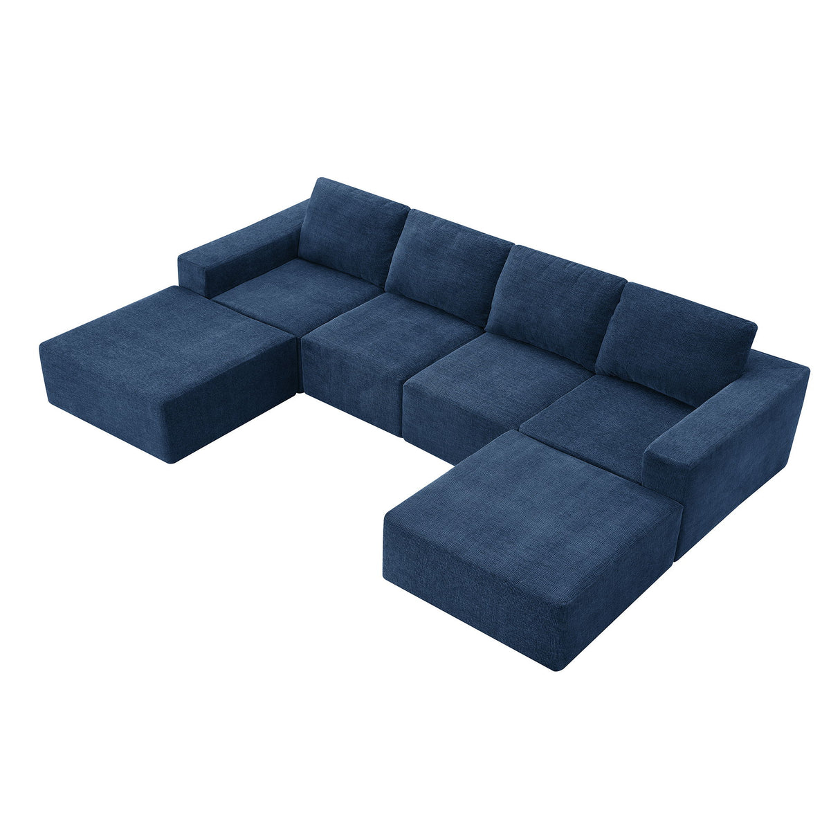 Modular U Shaped Sectional With Ottomans, Luxury Cloud Floor Couch With Deep Seat Fully Compressed Upholstered Sofa