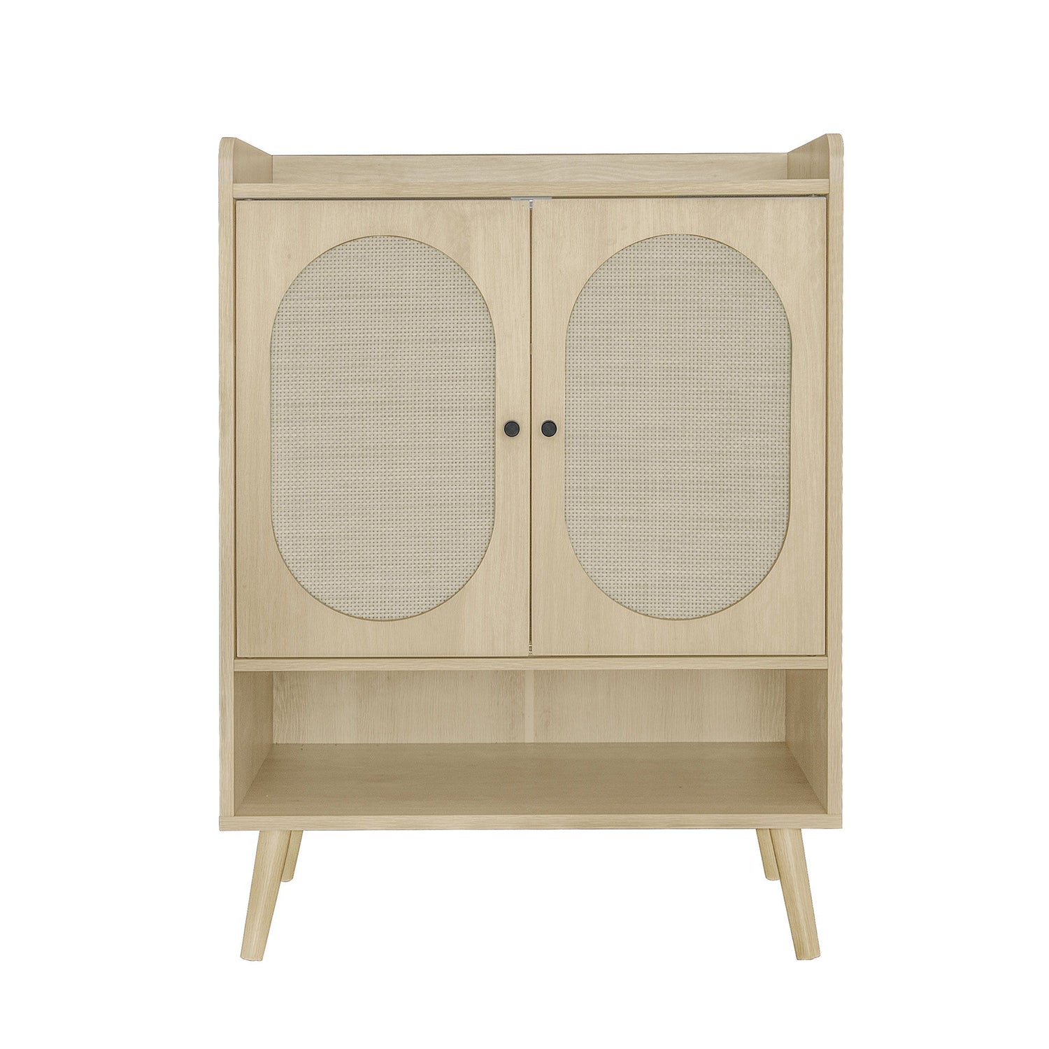 2 Door Shoe Rack, Freestanding, Modern Shoe Storage Cabinet, For Entryway - Natural