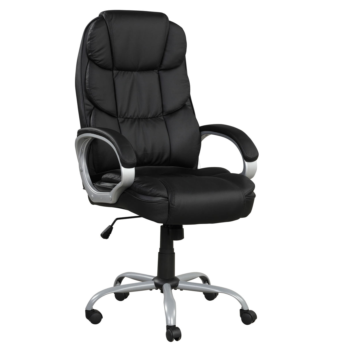 Upholstered Office Chair, Adjustable Height Swivel Chair - Black