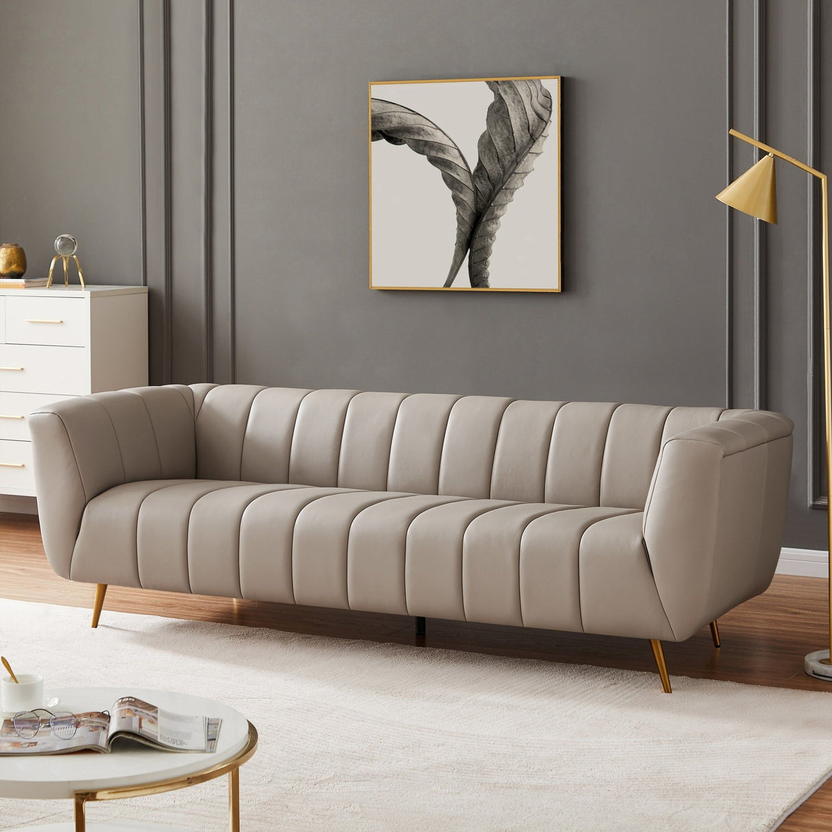 Lamattina - Genuine Italian Leather Channel Tufted Sofa