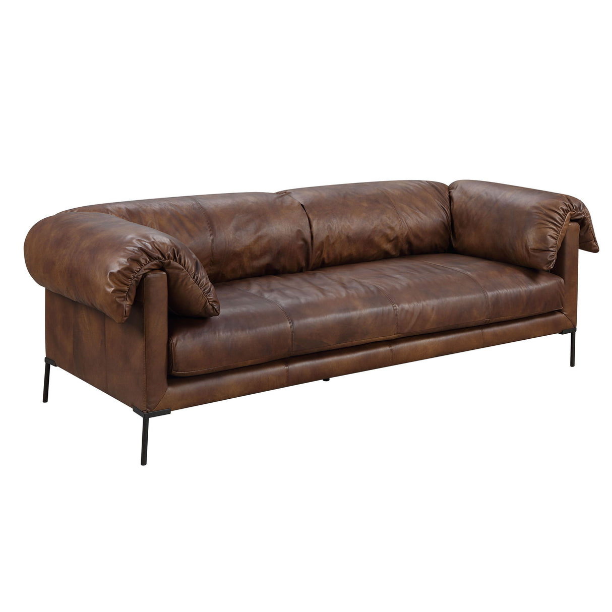 Jaron - Top Grain Leather Sofa - Mocha