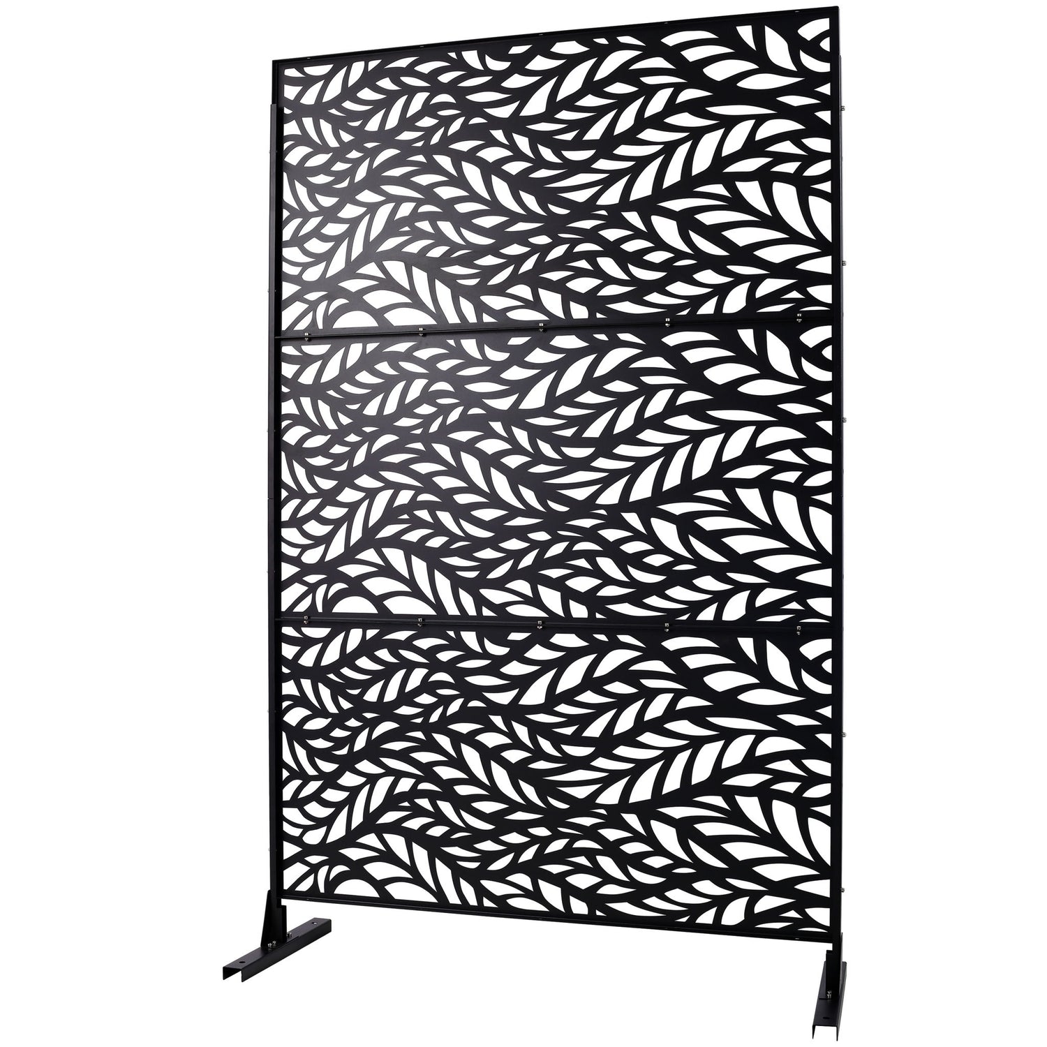 Outdoor & Indoor Privacy Screen Metal Privacy Screen, Freestanding Decorative Privacy Screen For Deck Balcony Patio - Black