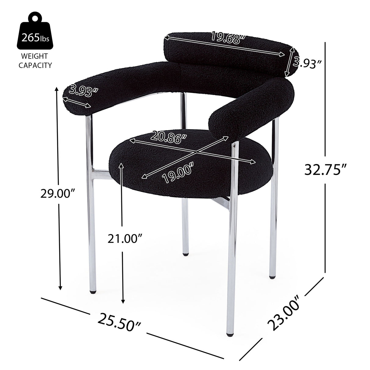 Contemporary Upholstered Armchair Dining Chairs With Metal Legs (Set of 2)