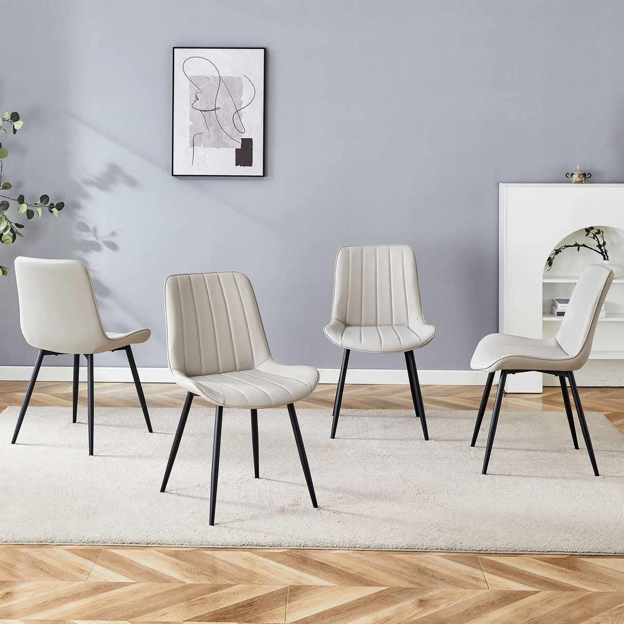 Modern Style Extended Seat Cushion Dining Chair Set