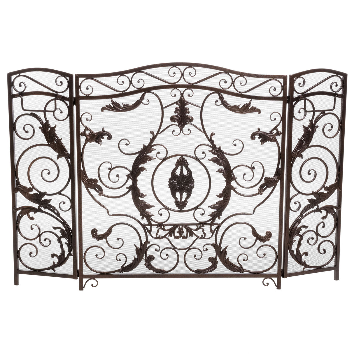 Mariella - Traditional Floral Iron Fireplace Screen With Ornate Design