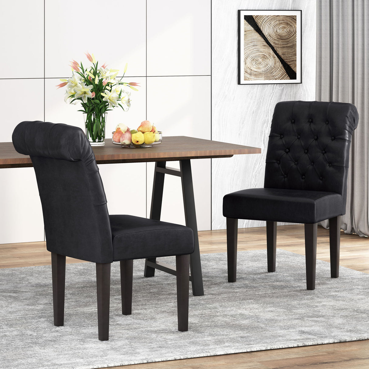 Broxton - Tuft Dining Rolltop Chairs With Button Tufted Backrest (Set of 2)