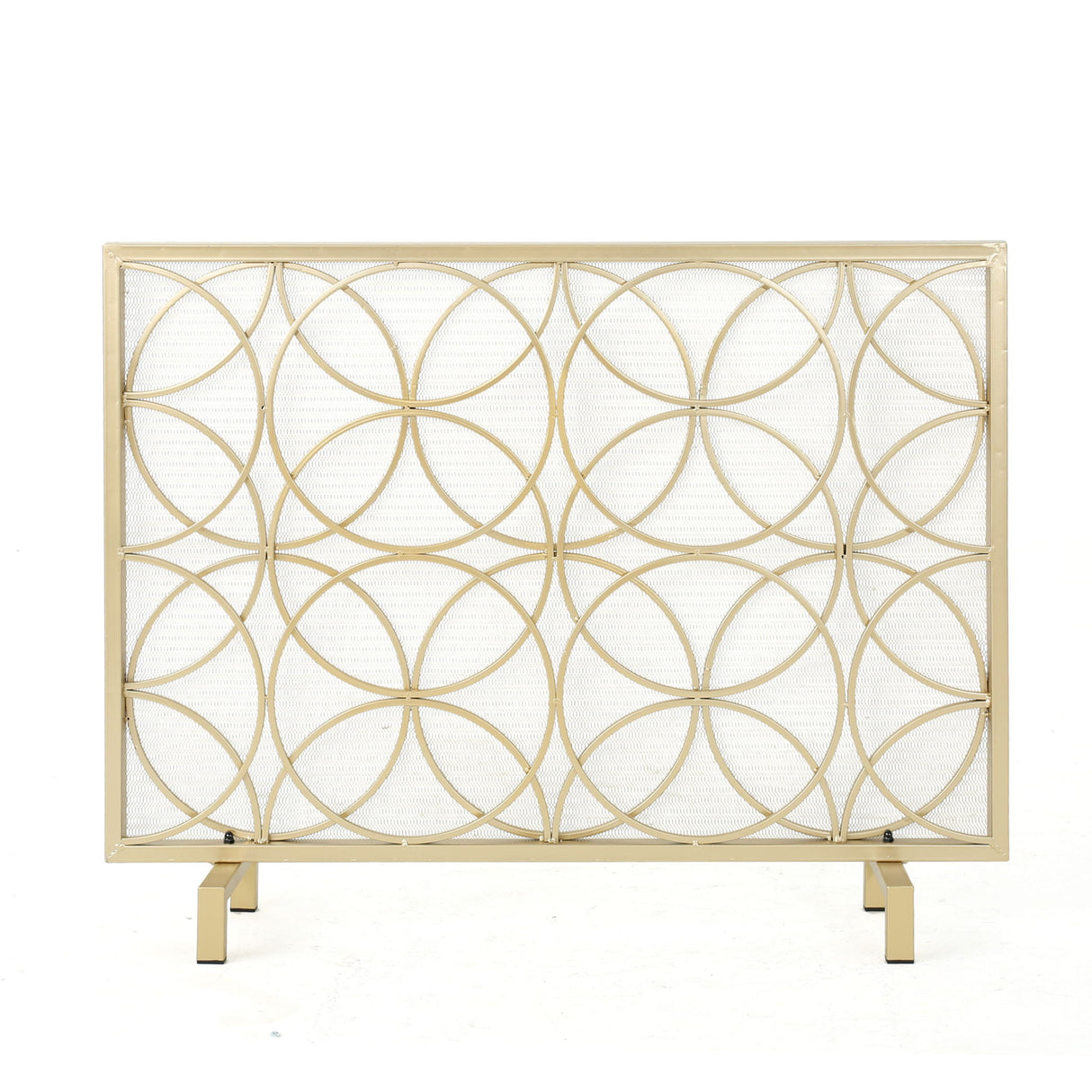 Thayer - Single Panel Iron Fireplace Screen With Geometric Design
