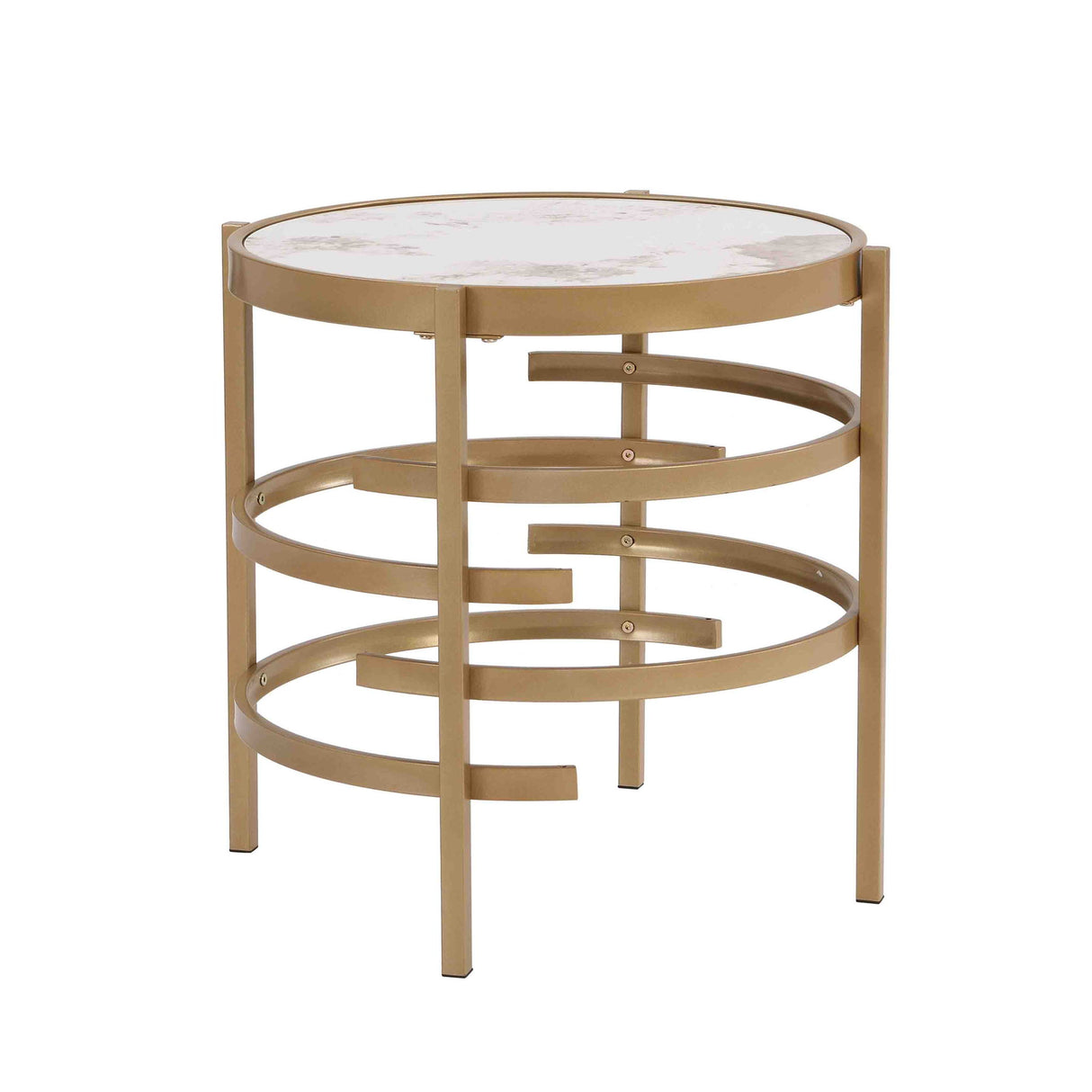 Round Table With Sintered Stone Top And Sturdy Metal Frame