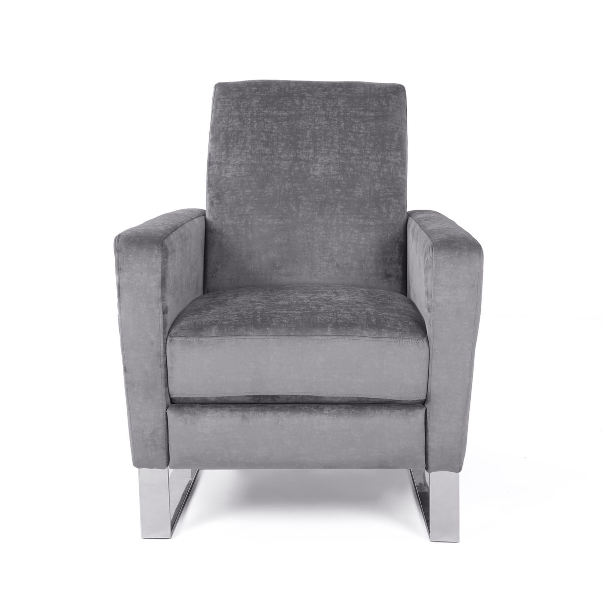 Bolt - Upholstered Recliner Chair With Stainless Steel Base - Gray / Chrome