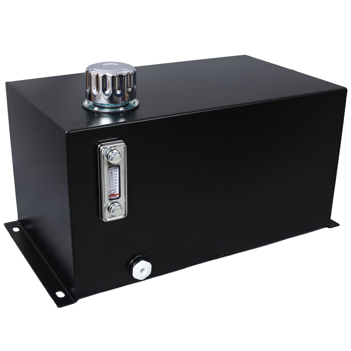 Heavy Duty Hydraulic Fluid Tank 10 Gal Steel Reservoir With Strainer, Gauge & Breather Cap For Tractors & Trucks - Black