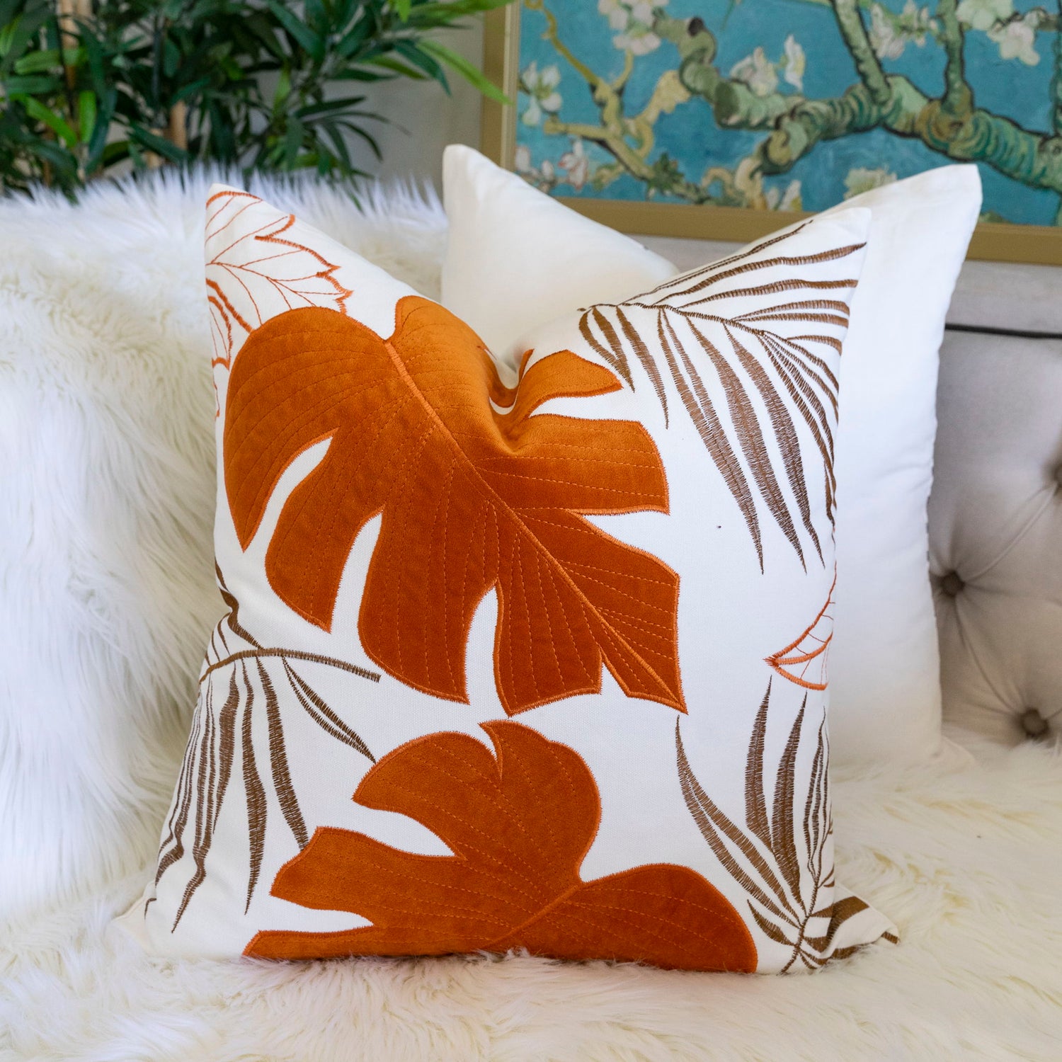Autumn Vibes Leaf Accent Pillow
