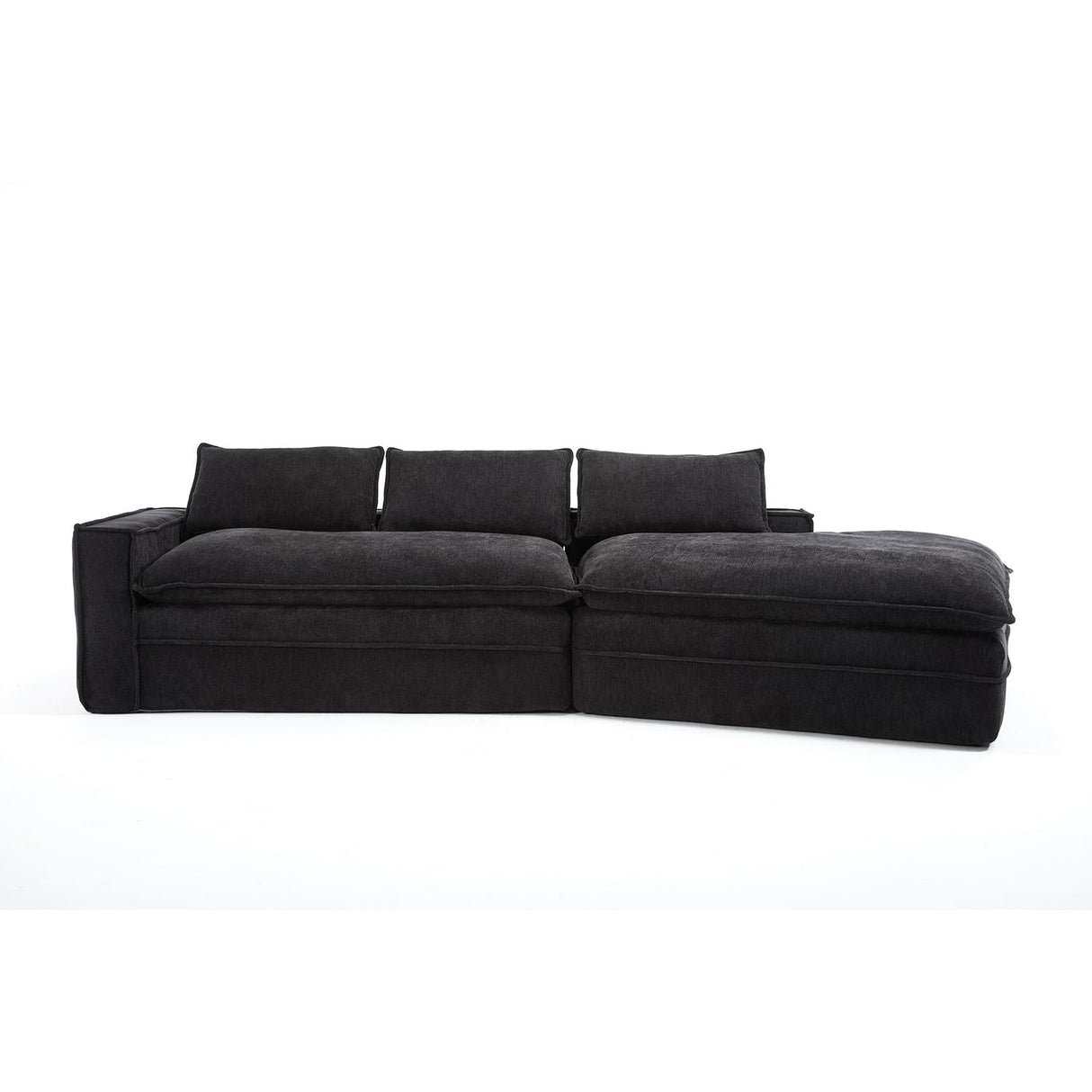 Modern Minimalist Modular Sectional Sofa With Deep Seats And Right Facing Chaise