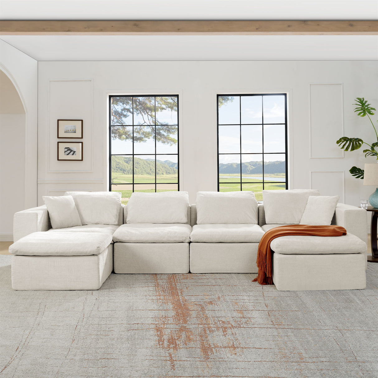 Modern Minimalist Cloud Sectional Couch With Comfy Chaise, U Shaped Modular Sofa
