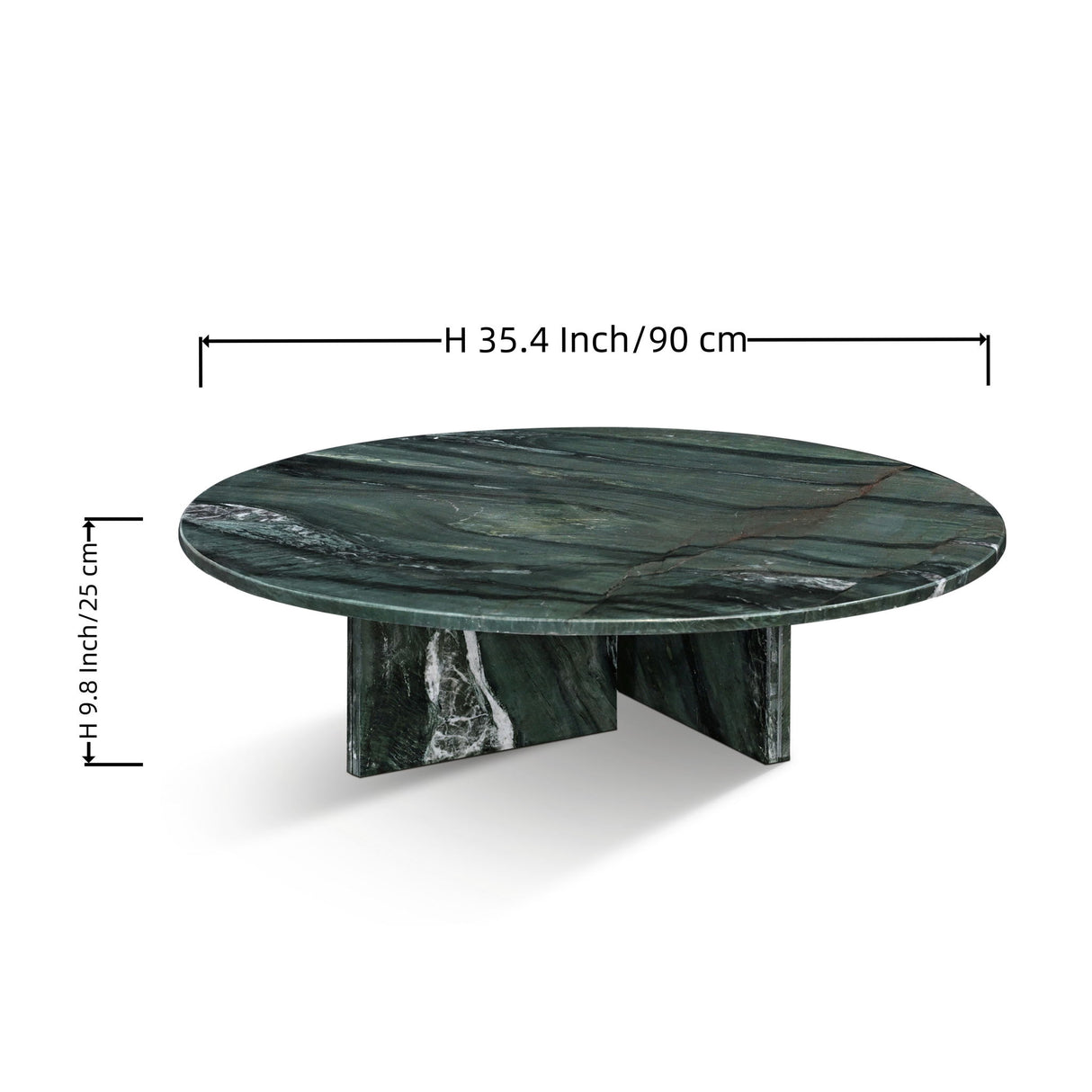 Diamond - Marble Coffee Table, Living Room Centerpiece, Genuine Stone - Green