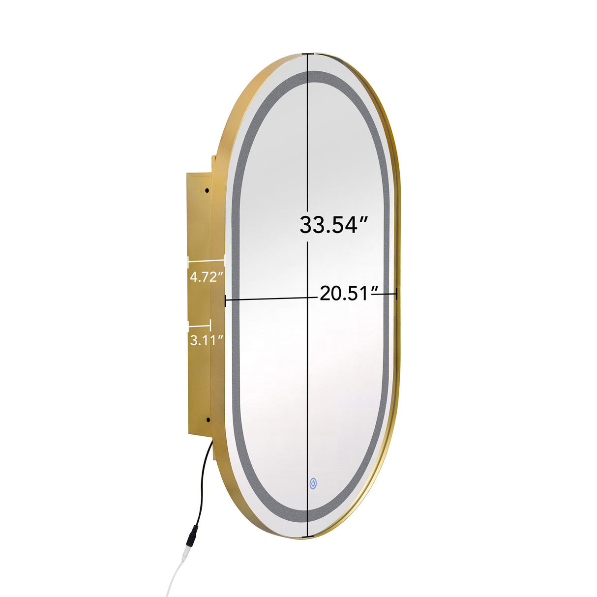 Oval Medicine Cabinet Mirror Bathroom Mirror With Storage Wall Mounted Medicine Mirror Cabinet With LED - Golden