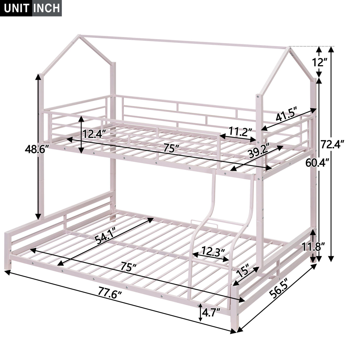 Sturdy Frame House Bunk Bed