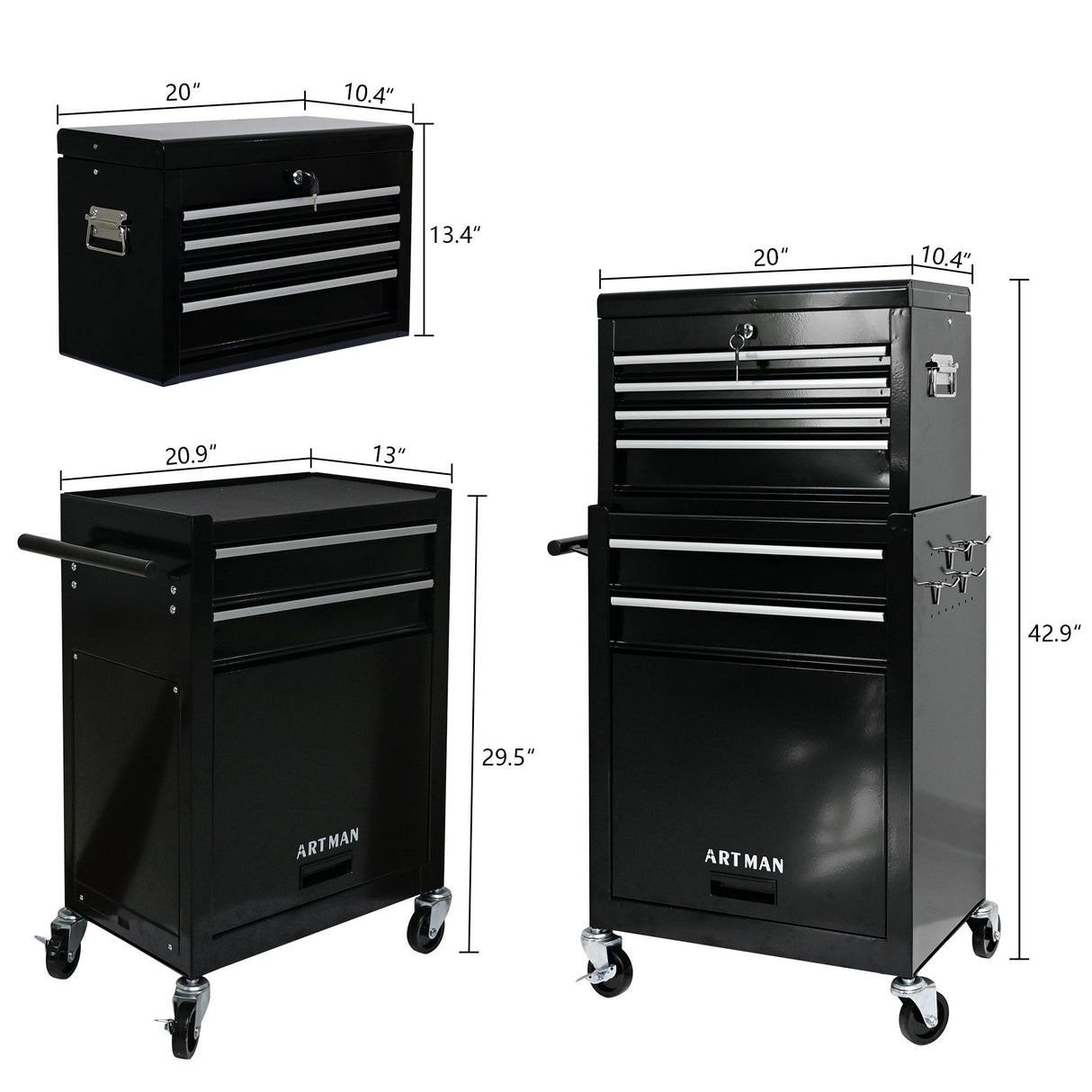 High Capacity Rolling Tool Chest With Wheels And Drawers, Storage Cabinet