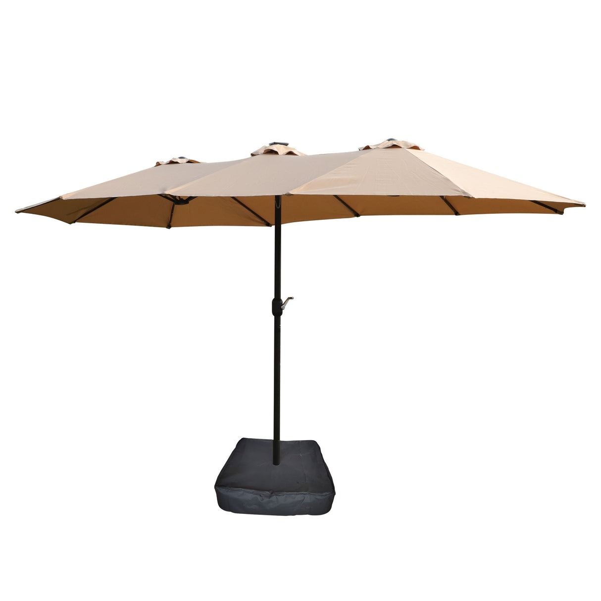 Double- Sided Outdoor Market Umbrella With Lights And Base