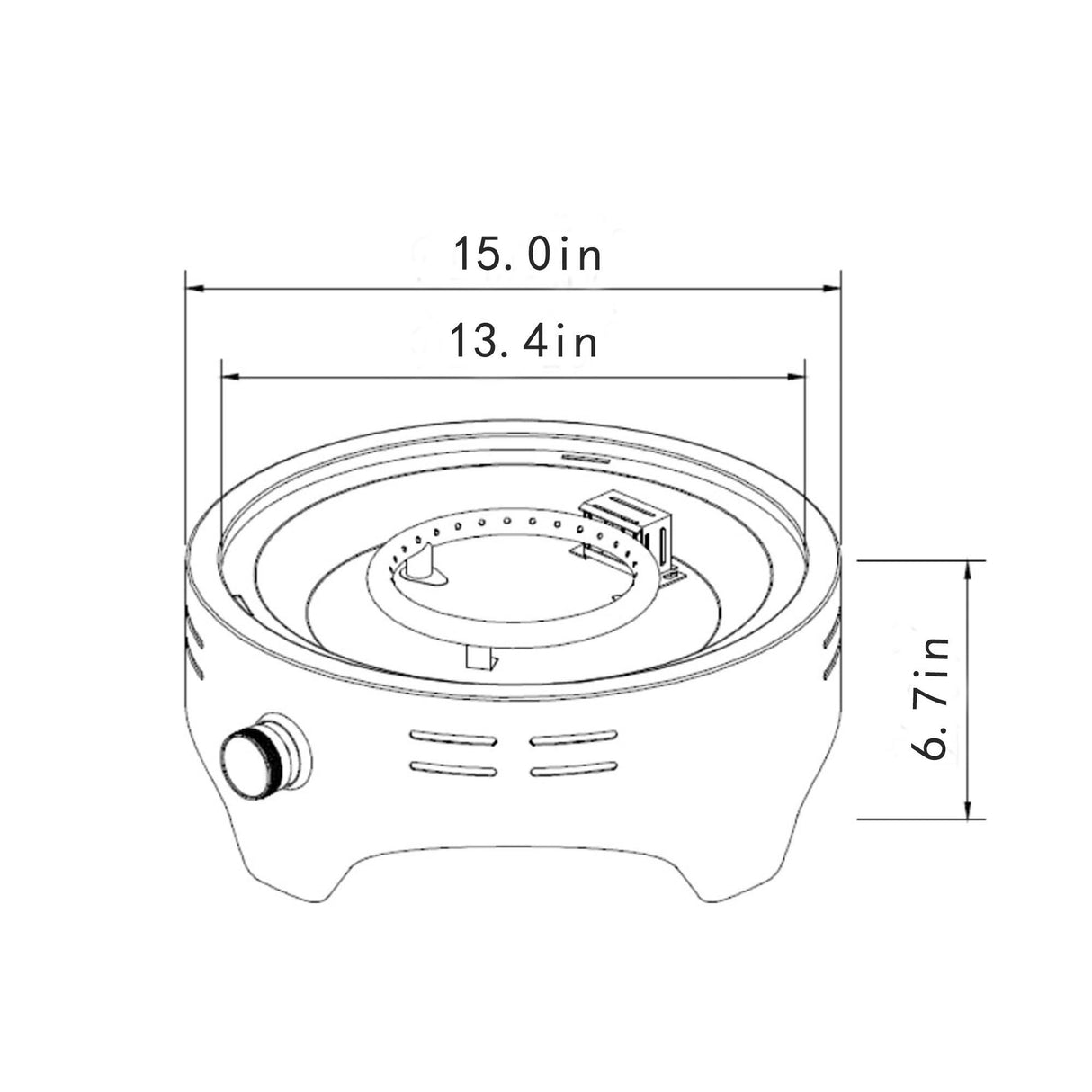 15" Propane Tabletop Gas Fire, 40000 Btu Round Steel Fire Pit For Outdoor Living Room Garden Balcony - Black