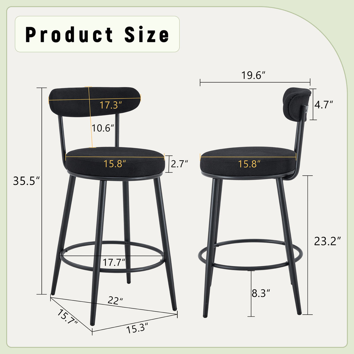 Fashionable Ergonomic High Legged Bar Chairs (Set of 2)