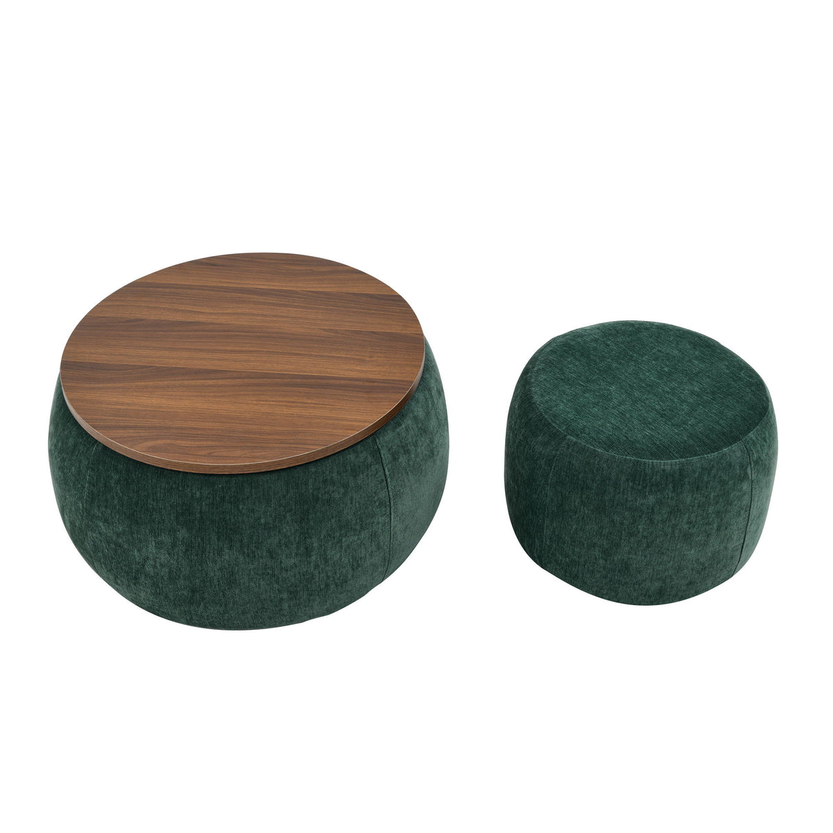 Round Storage Ottoman, 2 In 1 Function, End Table And Ottoman