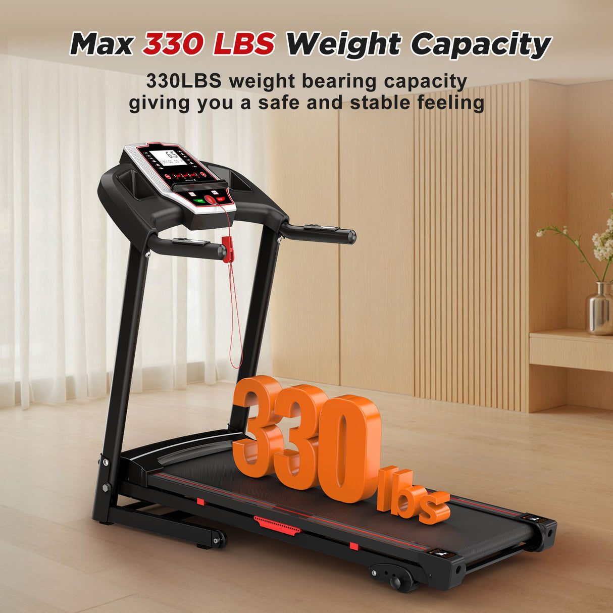 Folding Treadmills For Home - 3.5Hp Portable Foldable With Incline, Electric Treadmill For Running Walking Jogging Exercise With 12 Preset Programs, Indoor Workout Training Space Save Apartment, App - Black