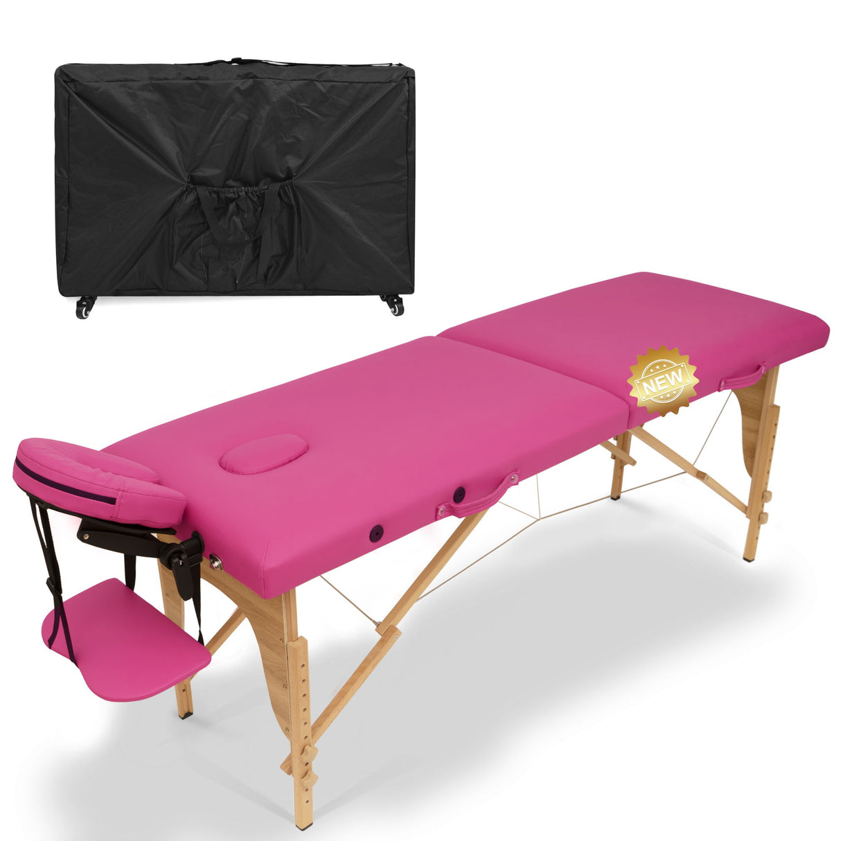 Massage Table Portable Massage Bed Lash Bed With Carrying Case Spa Table Height Adjustable, Salon Bed Face Cradle Bed - Rose