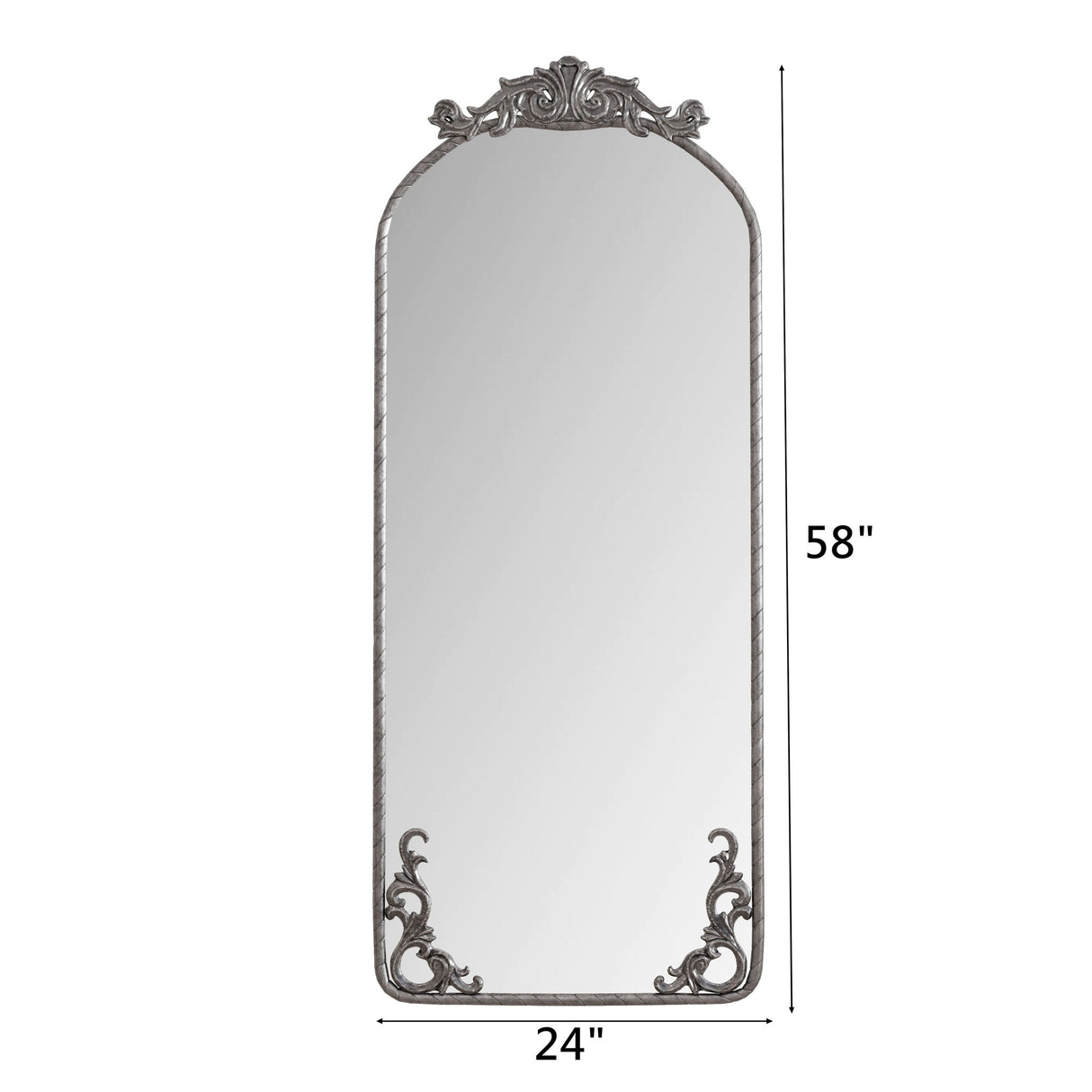 Full Body Arched Mirror With Vintage Carved Applique