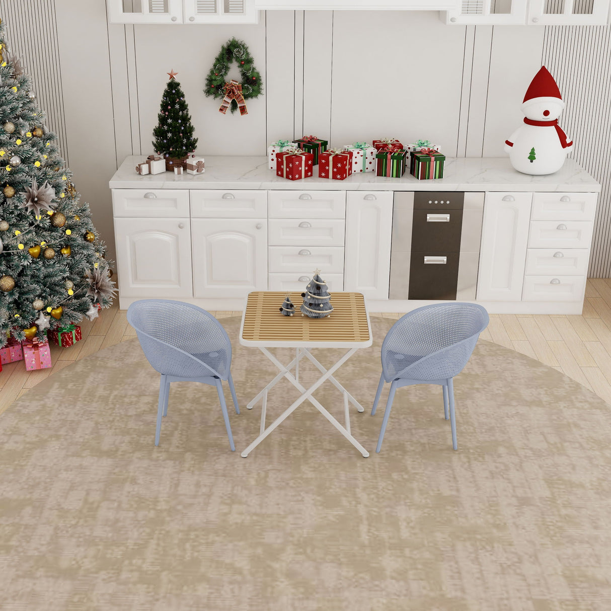 2 Pack Lounge Chair Set & Folding Square Table