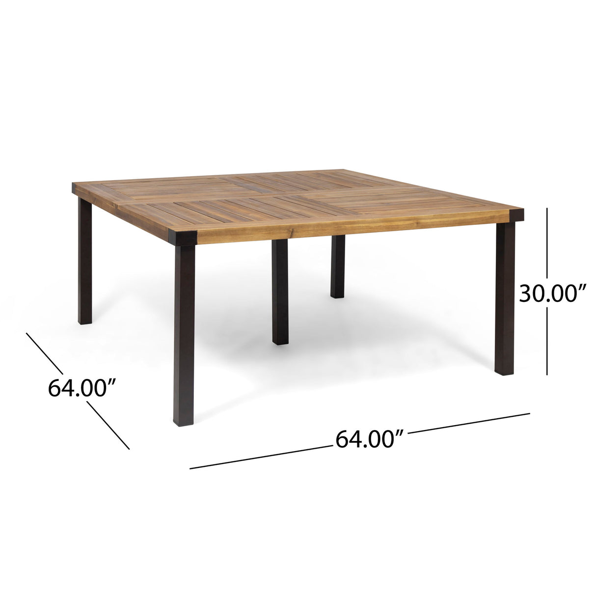 Lankershim - Modern Industrial Dining Table With Acacia Wood Slat Design - Teak